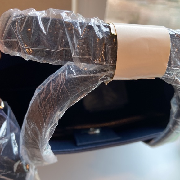 MCM Navy Leather Messenger Tote Bag with Camo Print - Picture 11 of 12